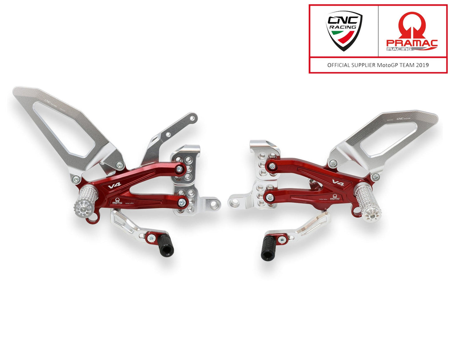 PE407PR - CNC RACING Ducati Panigale V4 Adjustable Rearset "Easy" (Pramac Racing Limited Edition)