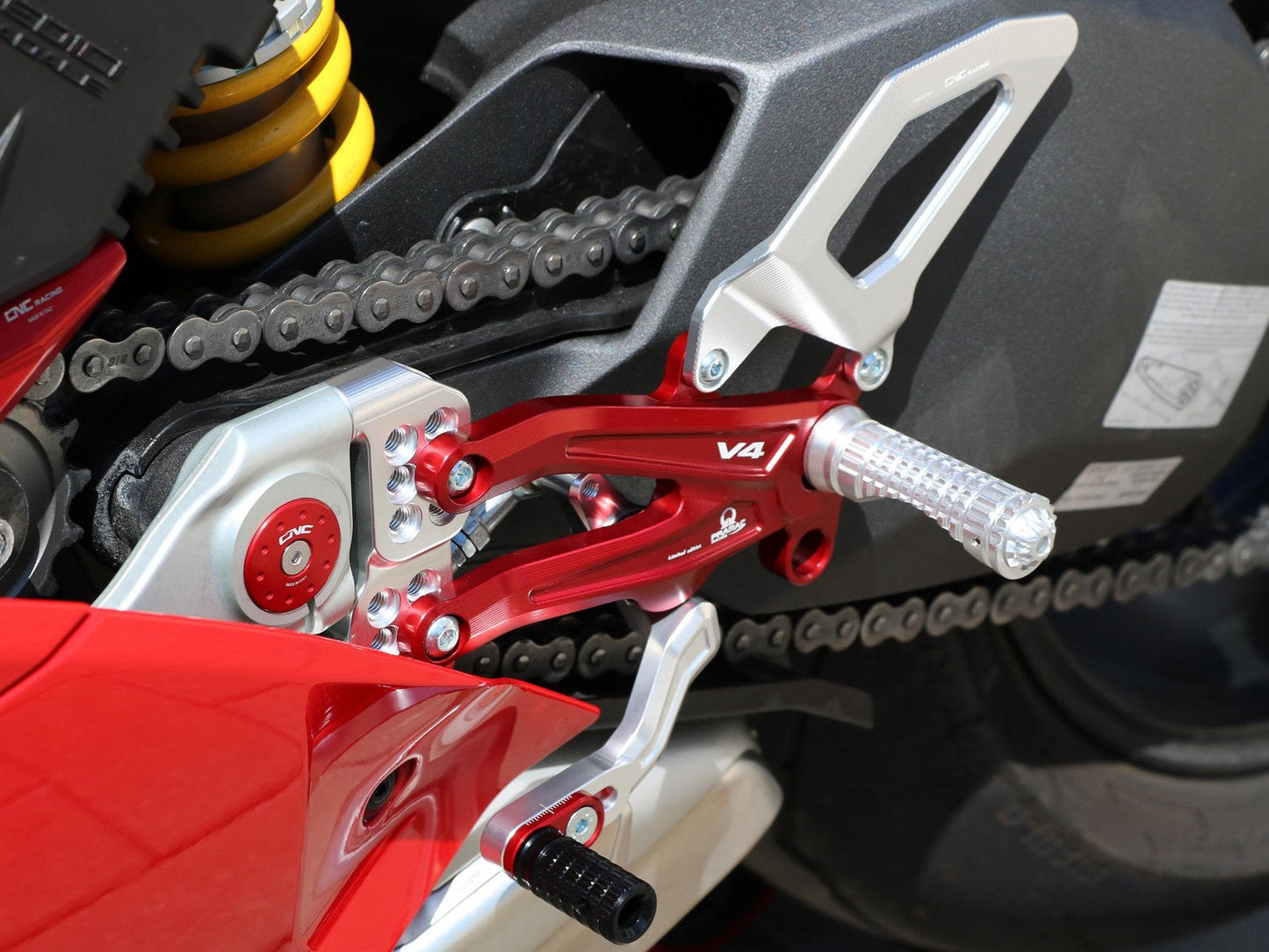 PE407PR - CNC RACING Ducati Panigale V4 Adjustable Rearset "Easy" (Pramac Racing Limited Edition)