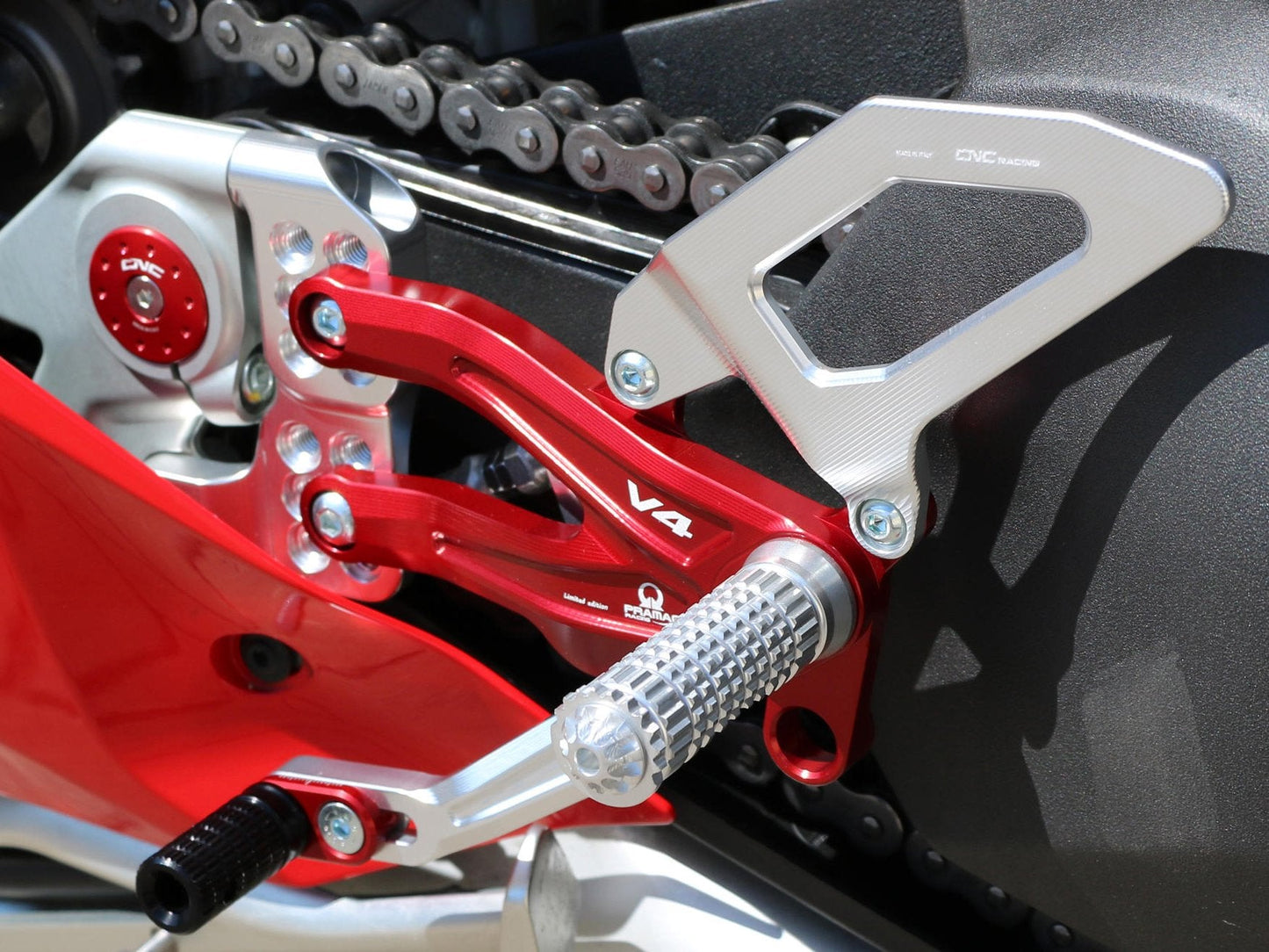 PE407PR - CNC RACING Ducati Panigale V4 Adjustable Rearset "Easy" (Pramac Racing Limited Edition)