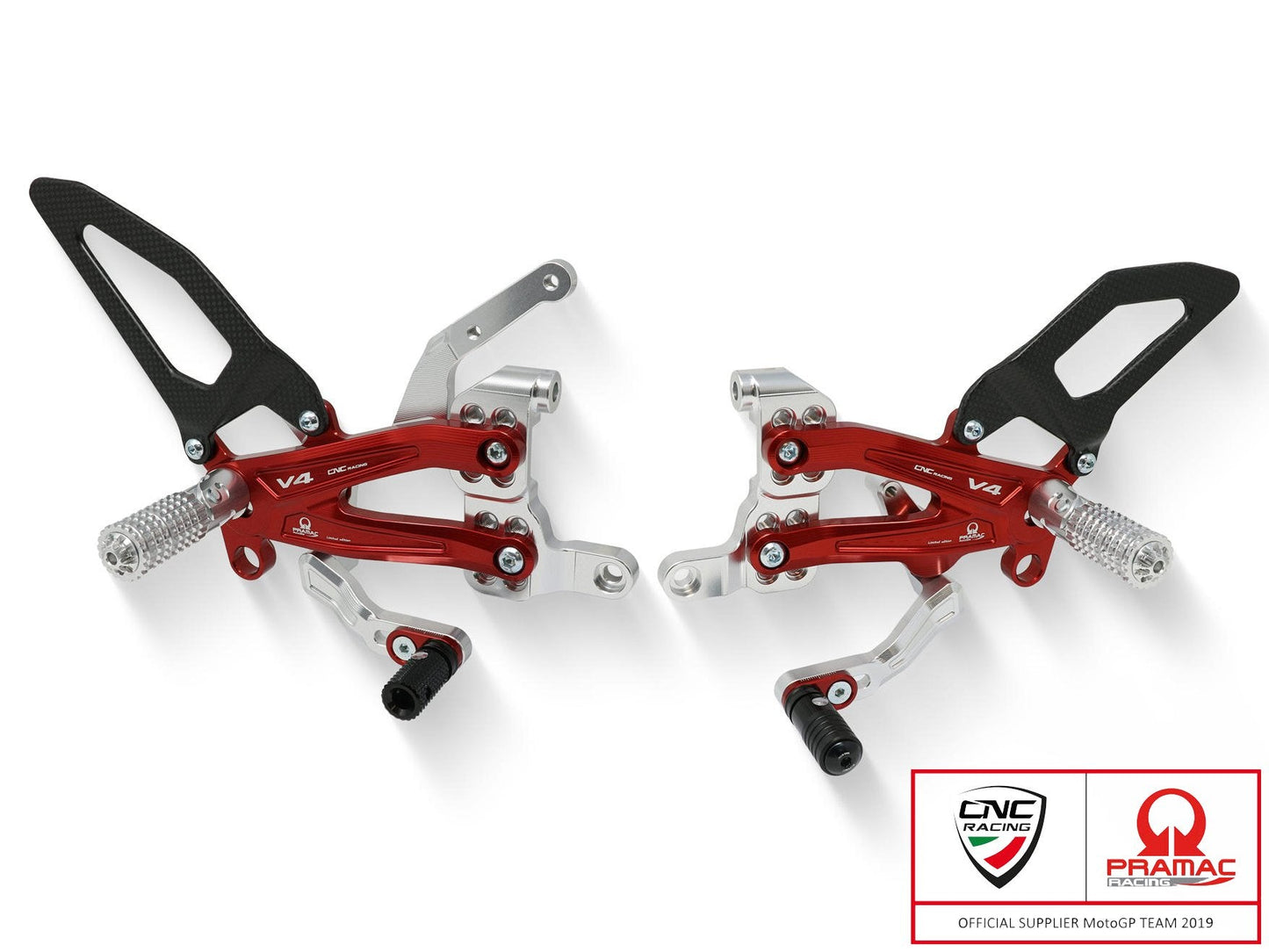 PE408PR - CNC RACING Ducati Panigale V4R Adjustable Rearset "RPS" (Pramac Racing Limited Edition)