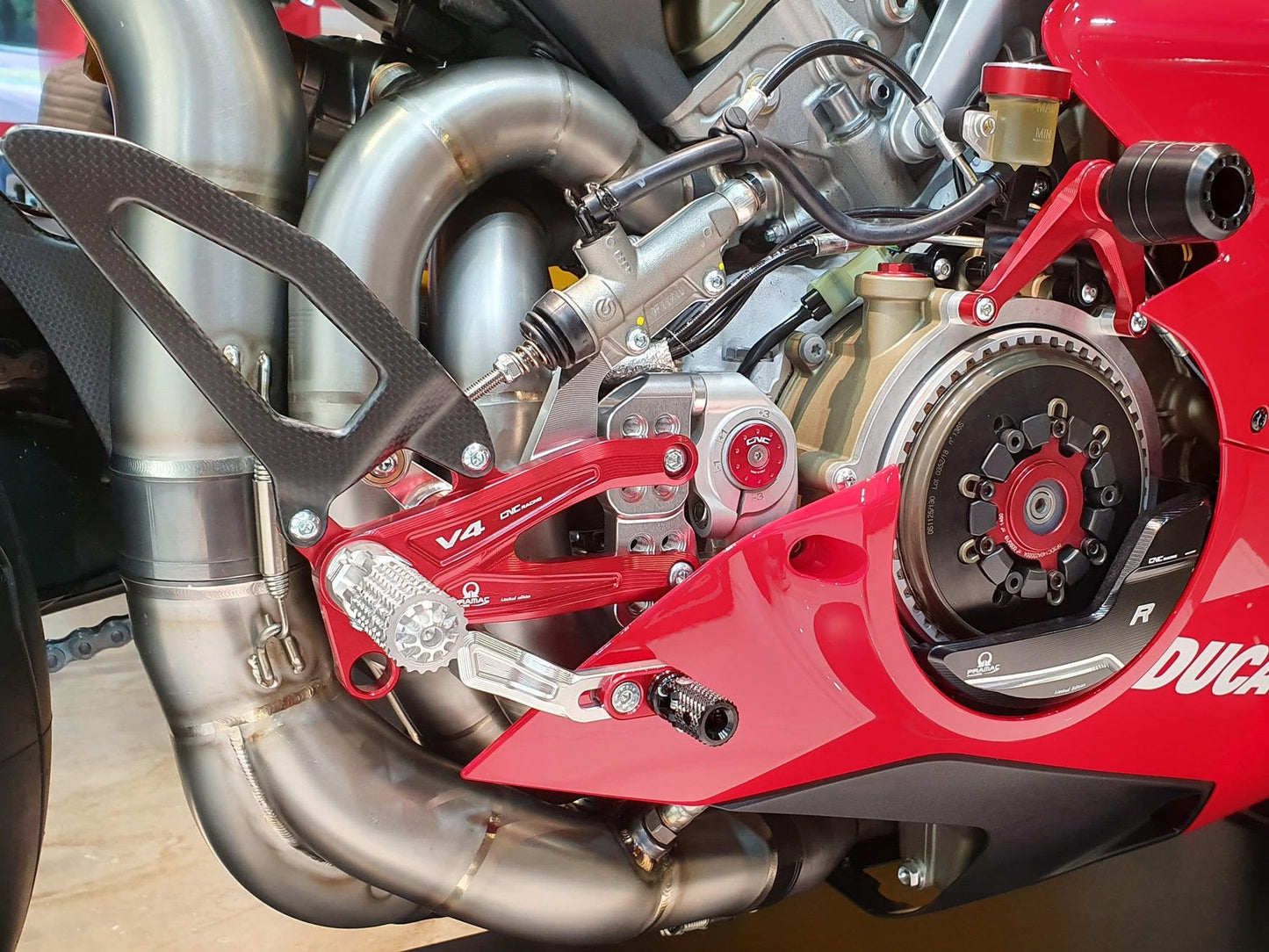 PE406PR - CNC RACING Ducati Panigale V4 Adjustable Rearset "RPS" (Pramac Racing Limited Edition)