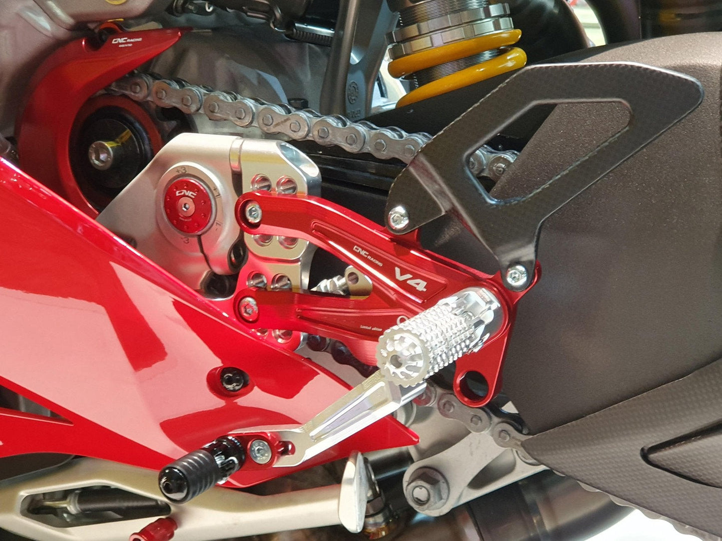 PE406PR - CNC RACING Ducati Panigale V4 Adjustable Rearset "RPS" (Pramac Racing Limited Edition)