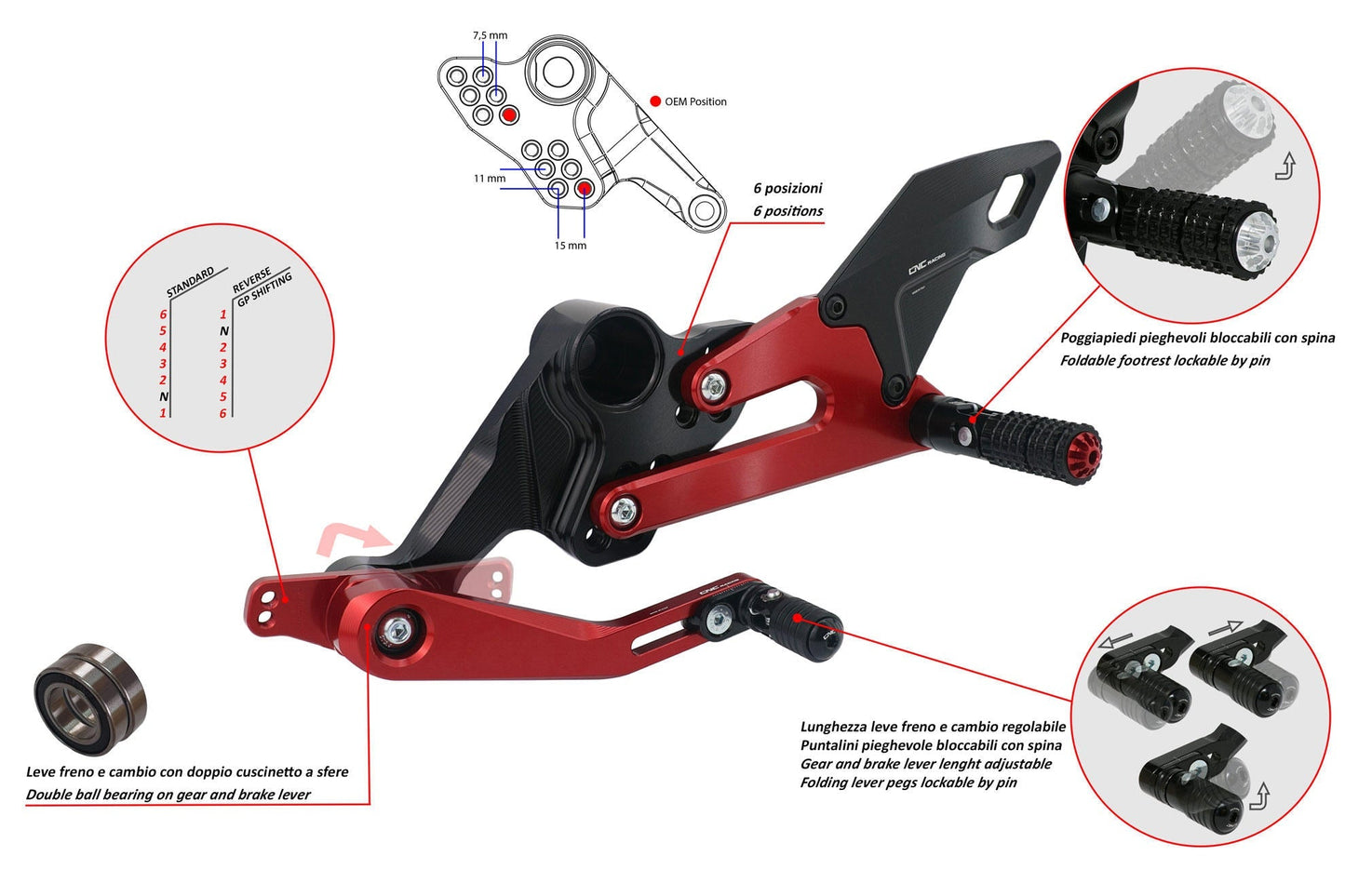 PE507 - CNC RACING Aprilia RS 660 (2020+) Adjustable Rearset