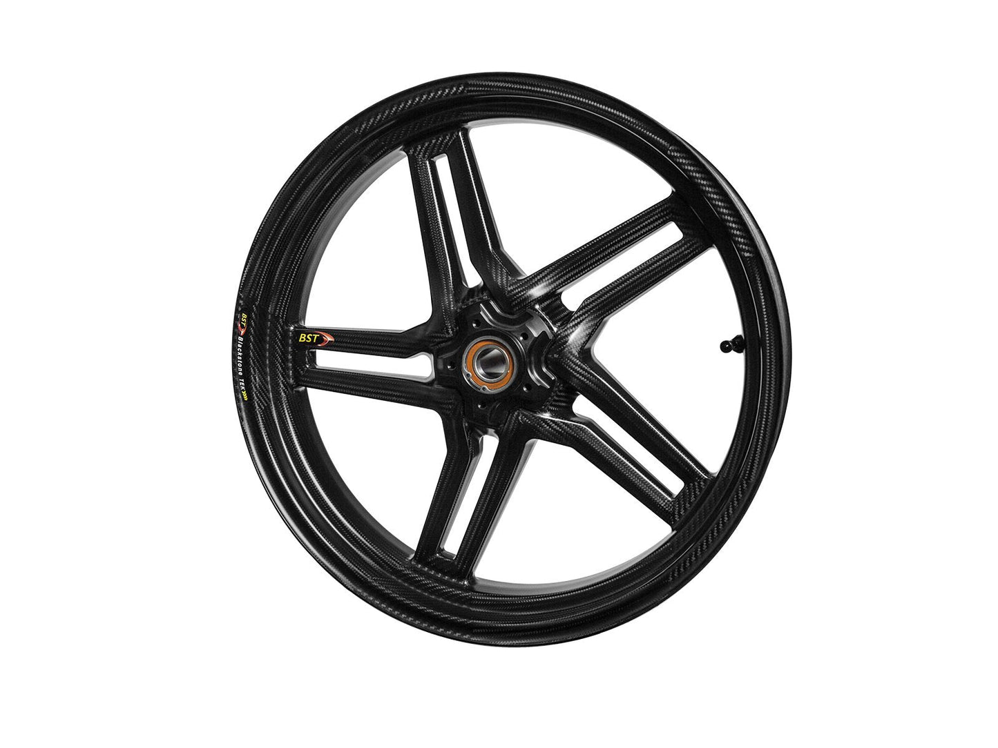 BST Aprilia RSV4 Carbon Wheel "Rapid TEK" (front, 5 slanted spokes, black hubs)