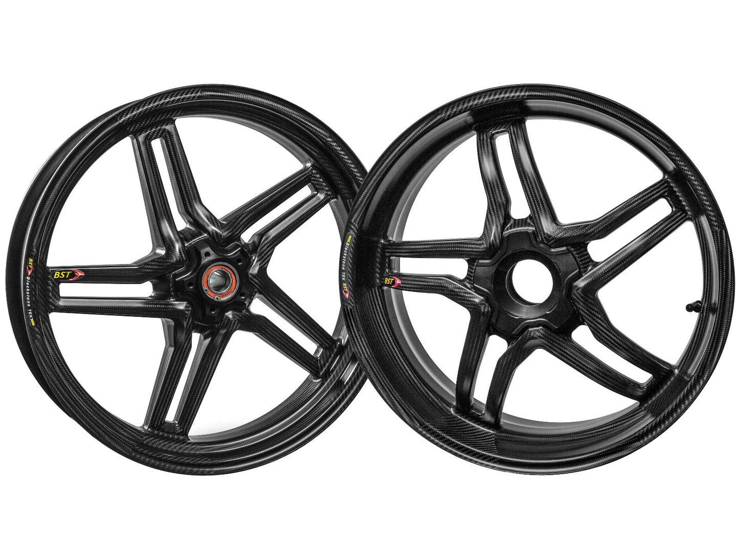 BST KTM 790 / 890 Duke Carbon Wheels Set "Rapid TEK" (front & conventional rear, 5 slanted spokes, black hubs)