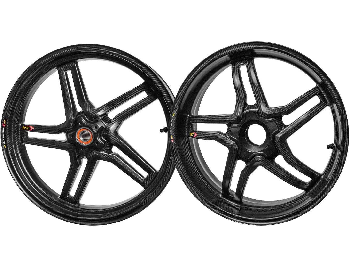 BST Kawasaki ZX-10R (11/...) Carbon Wheels Set "Rapid TEK" (front & conventional rear, 5 slanted spokes, black hubs)