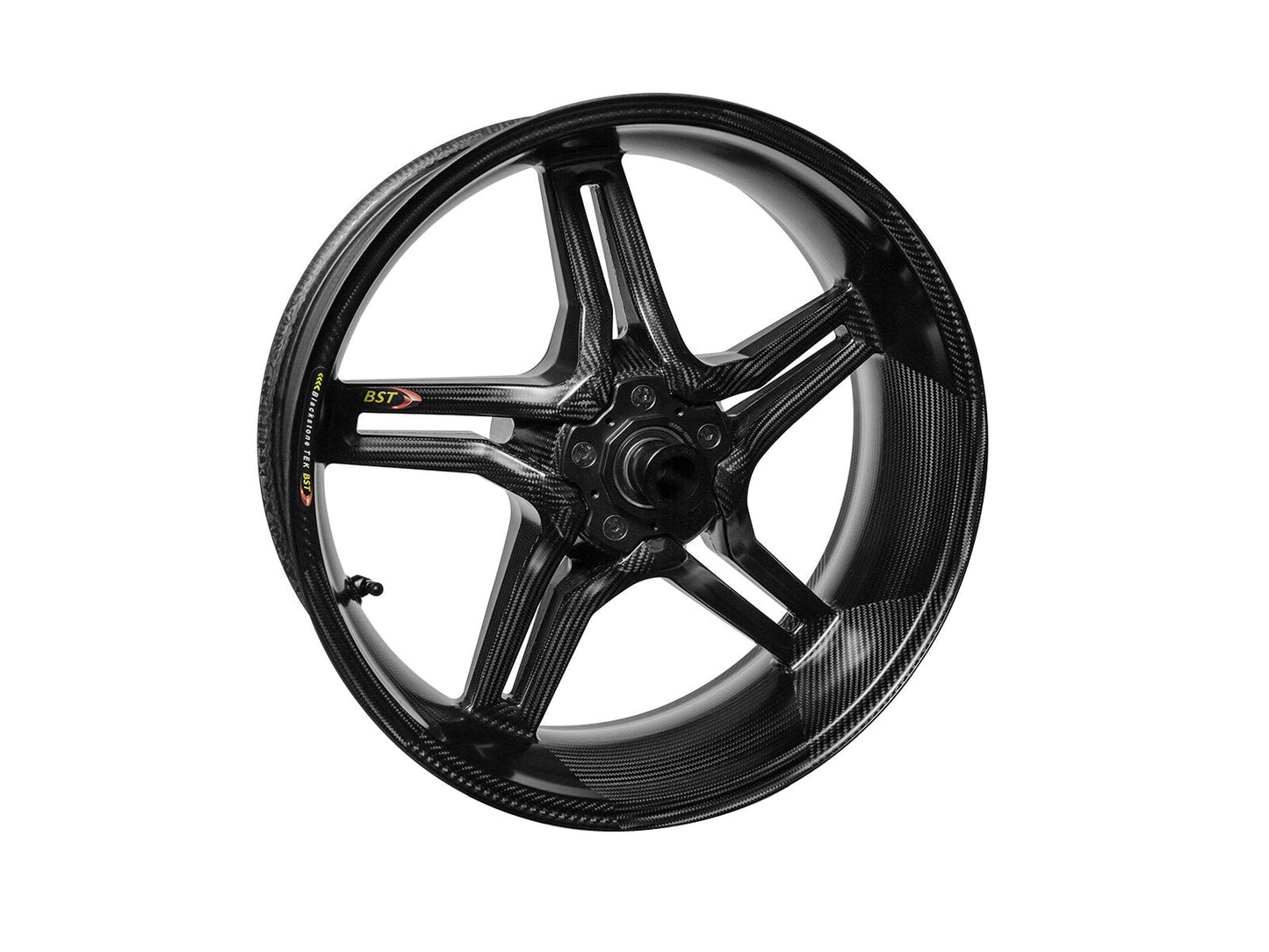 BST BMW S1000R / S1000RR Carbon Wheel "Rapid TEK" (conventional rear, 5 slanted spokes, black hubs)