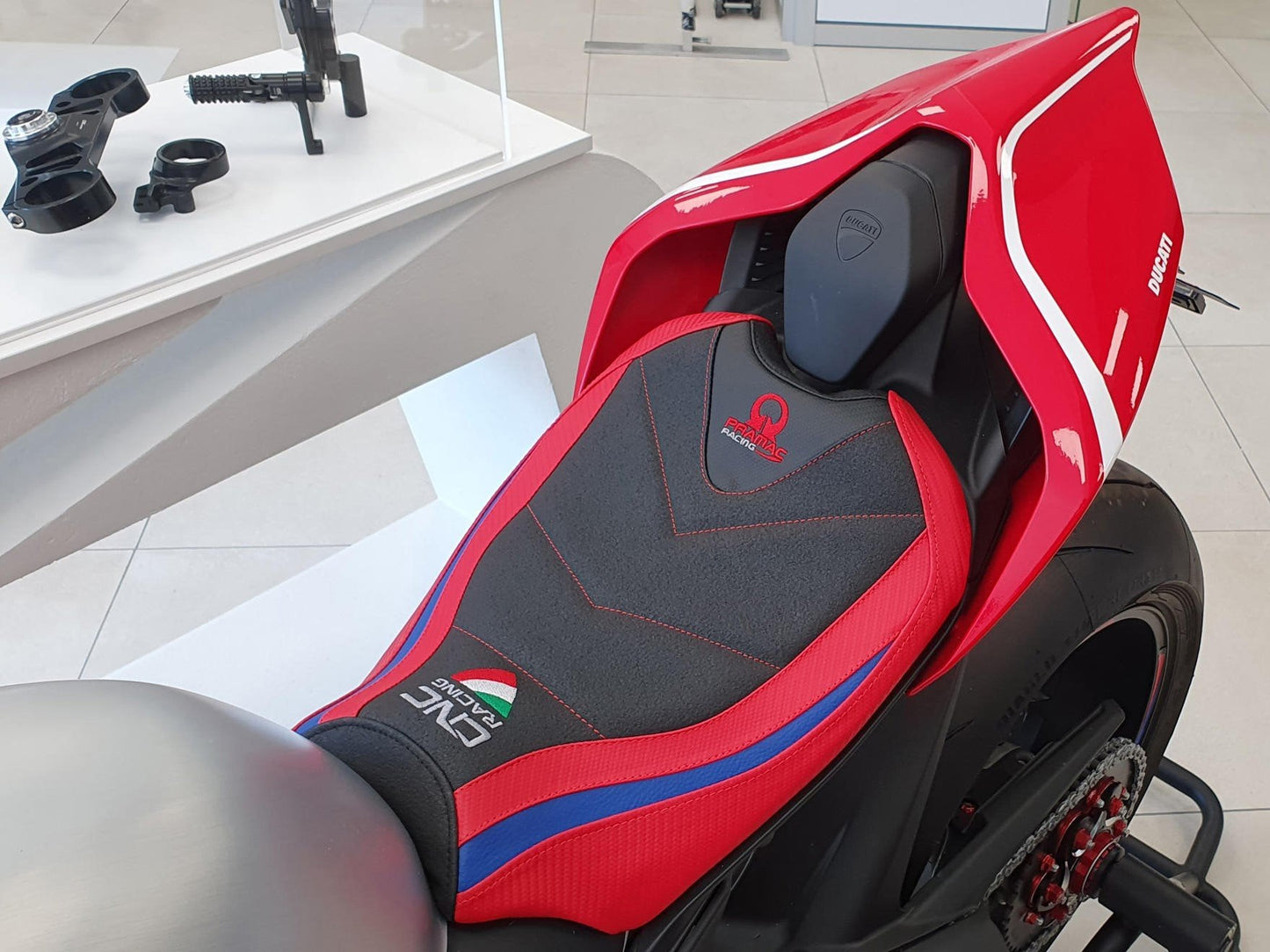 SLD01PR - CNC RACING Ducati Panigale V4 Ultragrip Seat Cover (Pramac edition)