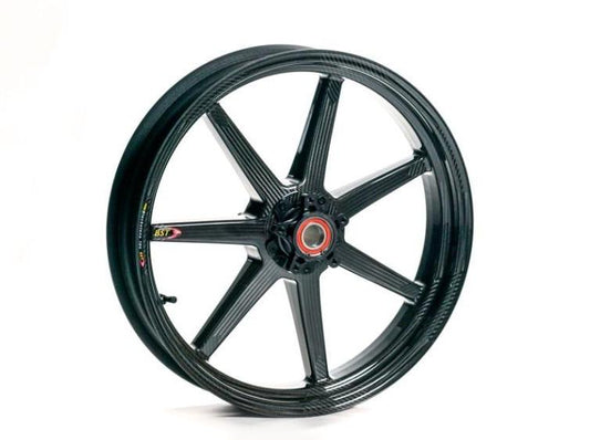 BST Aprilia RSV4 Carbon Wheel "Mamba TEK" (front, 7 straight spokes, black hubs)