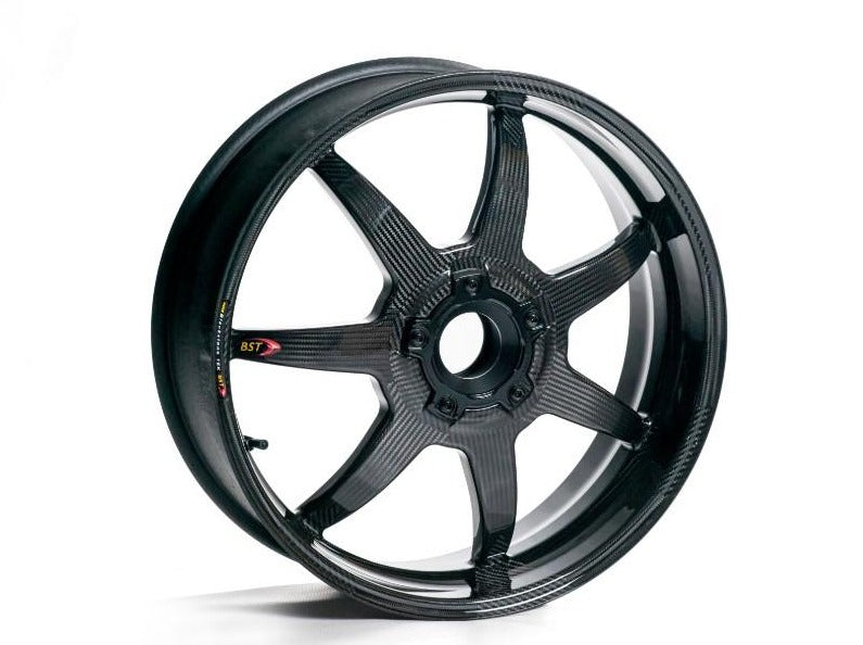 BST Ducati Monster 1200 Carbon Wheels "Mamba TEK" (front & offset rear, 7 straight spokes, black hubs)
