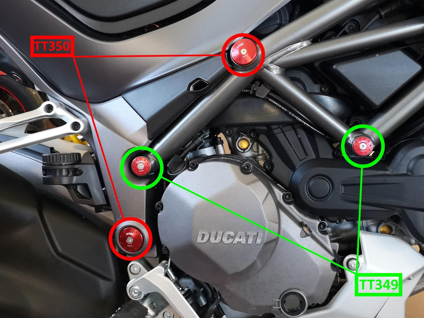 TT350 - CNC RACING Ducati Multistrada 1260 (18/20) Frame Plugs (big holes set)