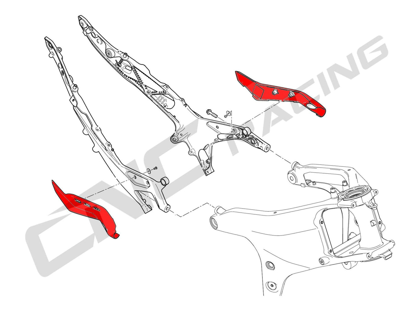 ZA863 - CNC RACING Ducati Panigale V4 Carbon Rear Subframe (Under Seat) Covers