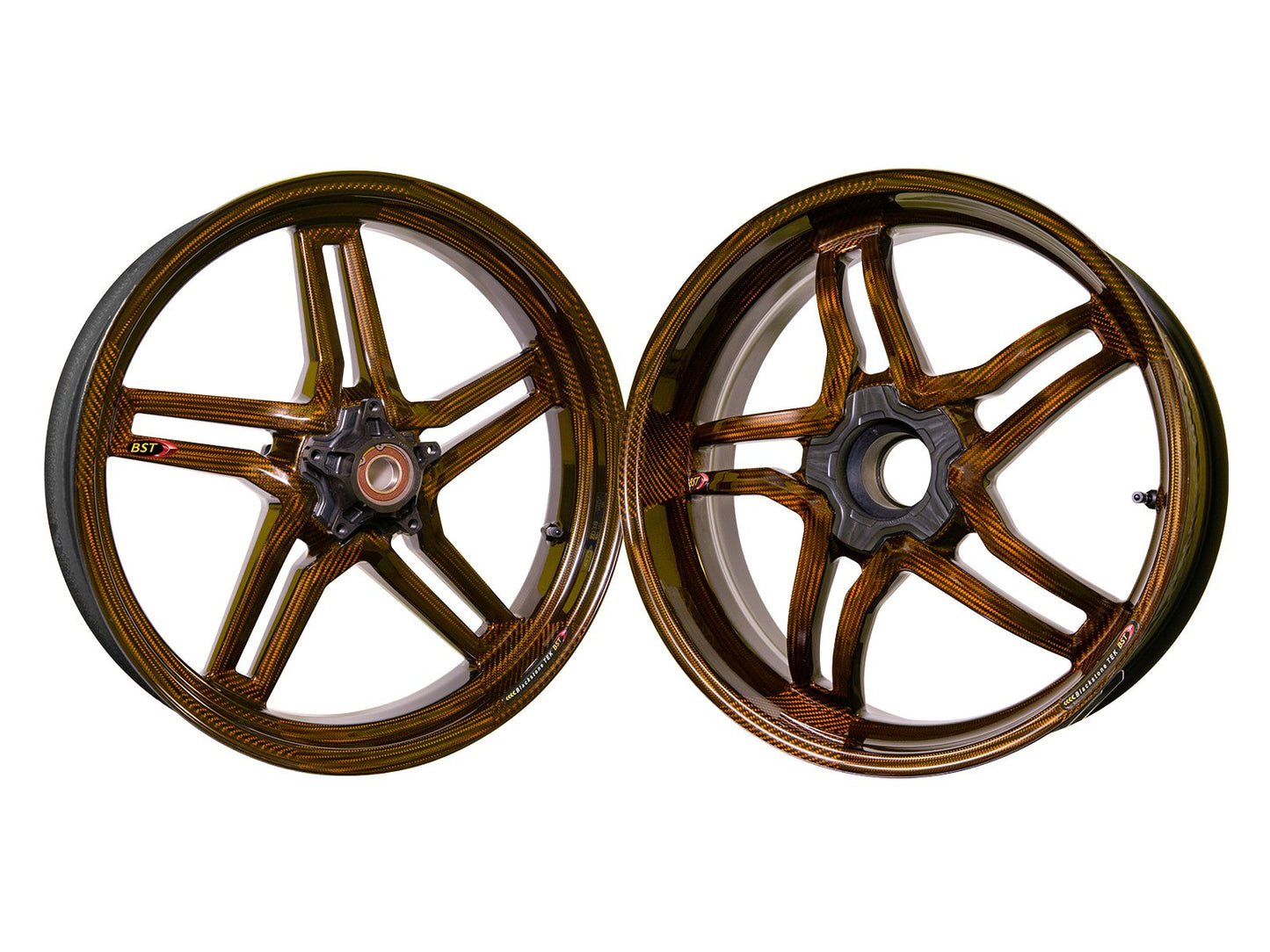 BST BMW S1000R / S1000RR Carbon Wheels Set "Rapid TEK" (front & conventional rear, 5 slanted spokes, black hubs)