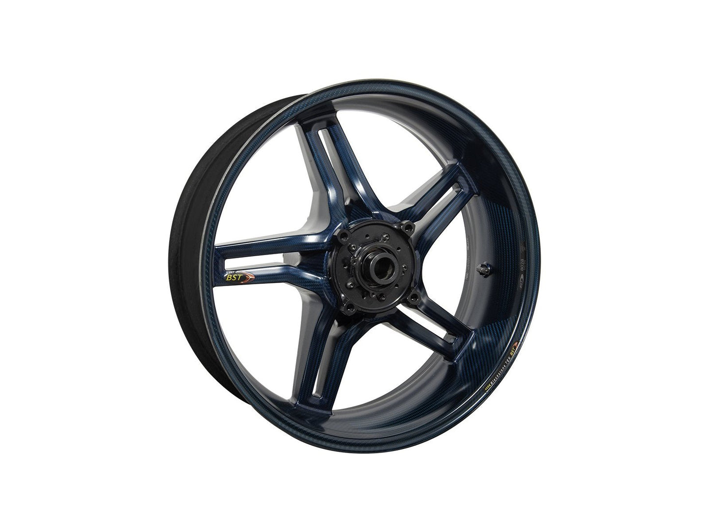 BST BMW S1000R / S1000RR Carbon Wheel "Rapid TEK" (conventional rear, 5 slanted spokes, black hubs)