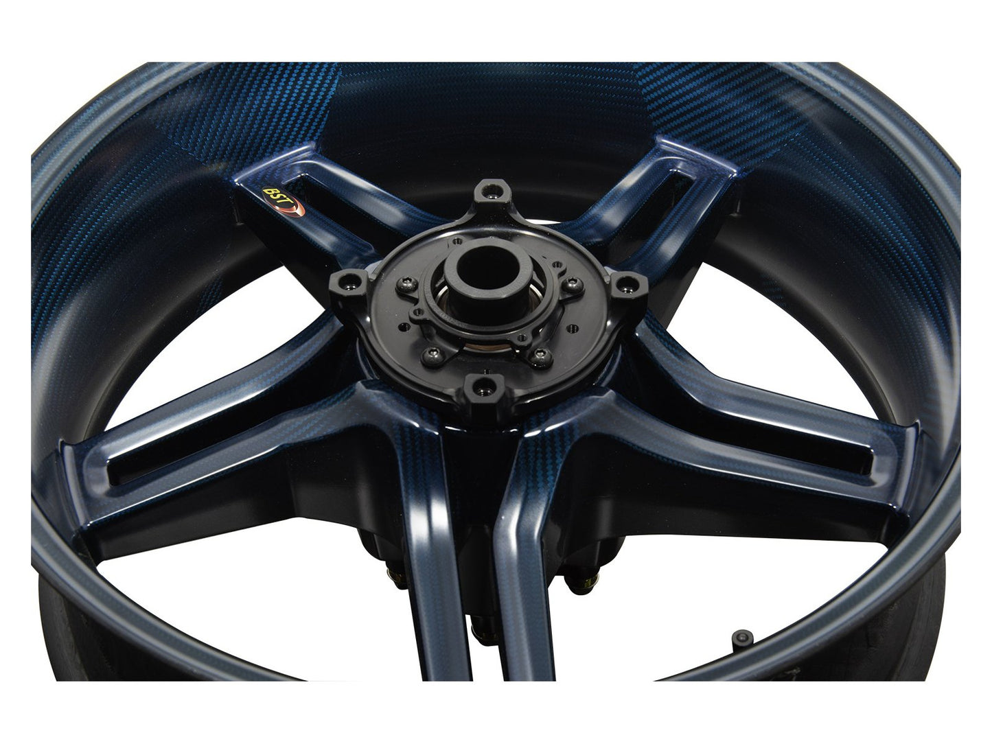 BST BMW S1000R / S1000RR Carbon Wheel "Rapid TEK" (conventional rear, 5 slanted spokes, black hubs)