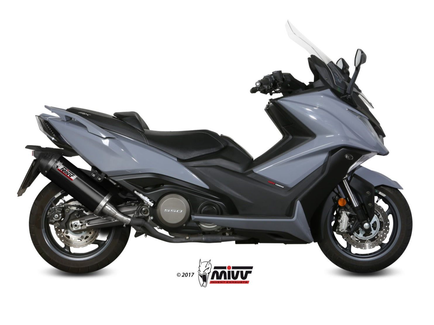 MIVV O.008 KYMCO AK 550 ( 2017 / 20 ) Slip-on Exhaust "Oval" (black + carbon cap; approved) – Accessories in the 2WheelsHero Motorcycle Aftermarket Accessories and Parts Online Shop
