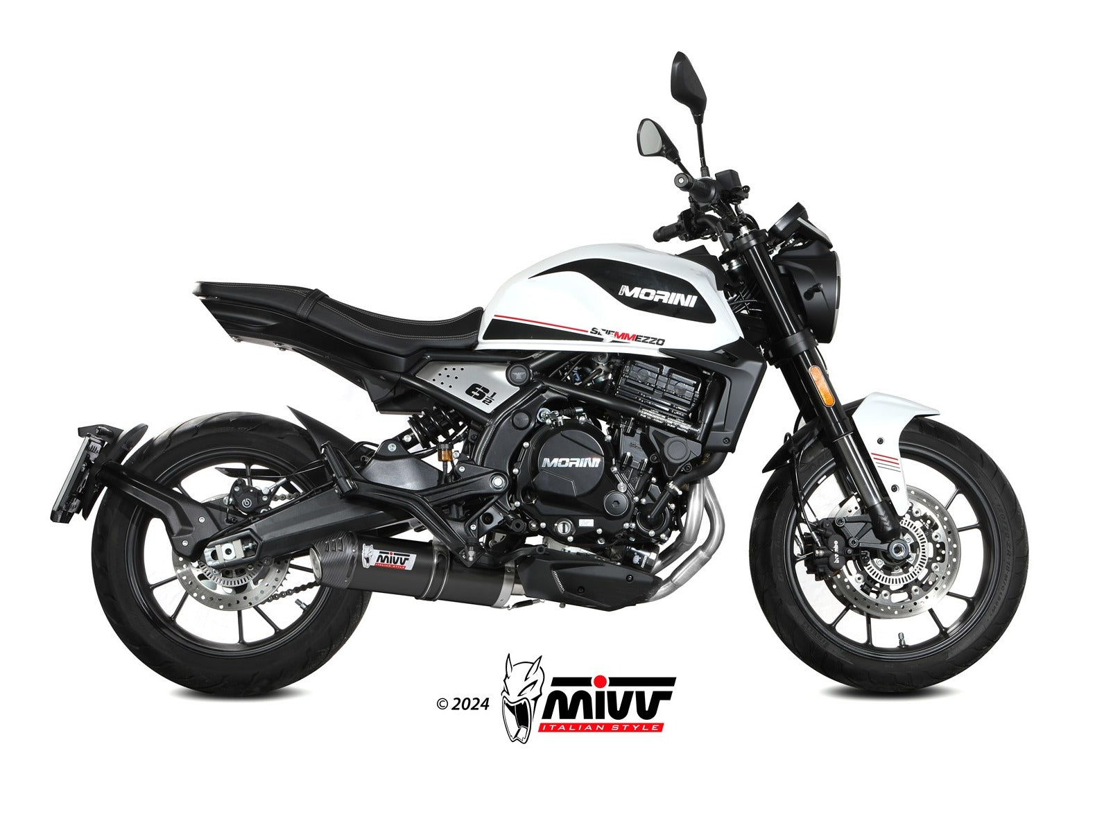 MIVV MM.002 MOTO MORINI SEIEMMEZZO STR ( 2022+ ) Slip-on Exhaust "Oval" (black + carbon cap; approved) – Accessories in the 2WheelsHero Motorcycle Aftermarket Accessories and Parts Online Shop