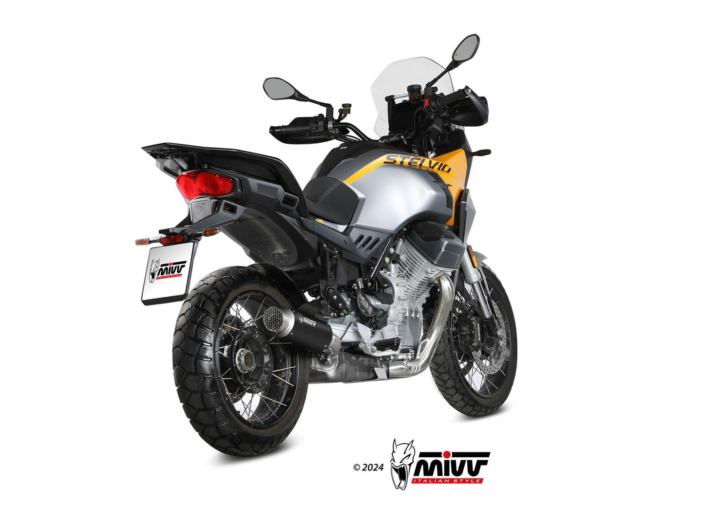 MIVV M.016 MOTO GUZZI STELVIO ( 2024+ ) Slip-on Exhaust "GP Pro" (black; approved) – Accessories in the 2WheelsHero Motorcycle Aftermarket Accessories and Parts Online Shop