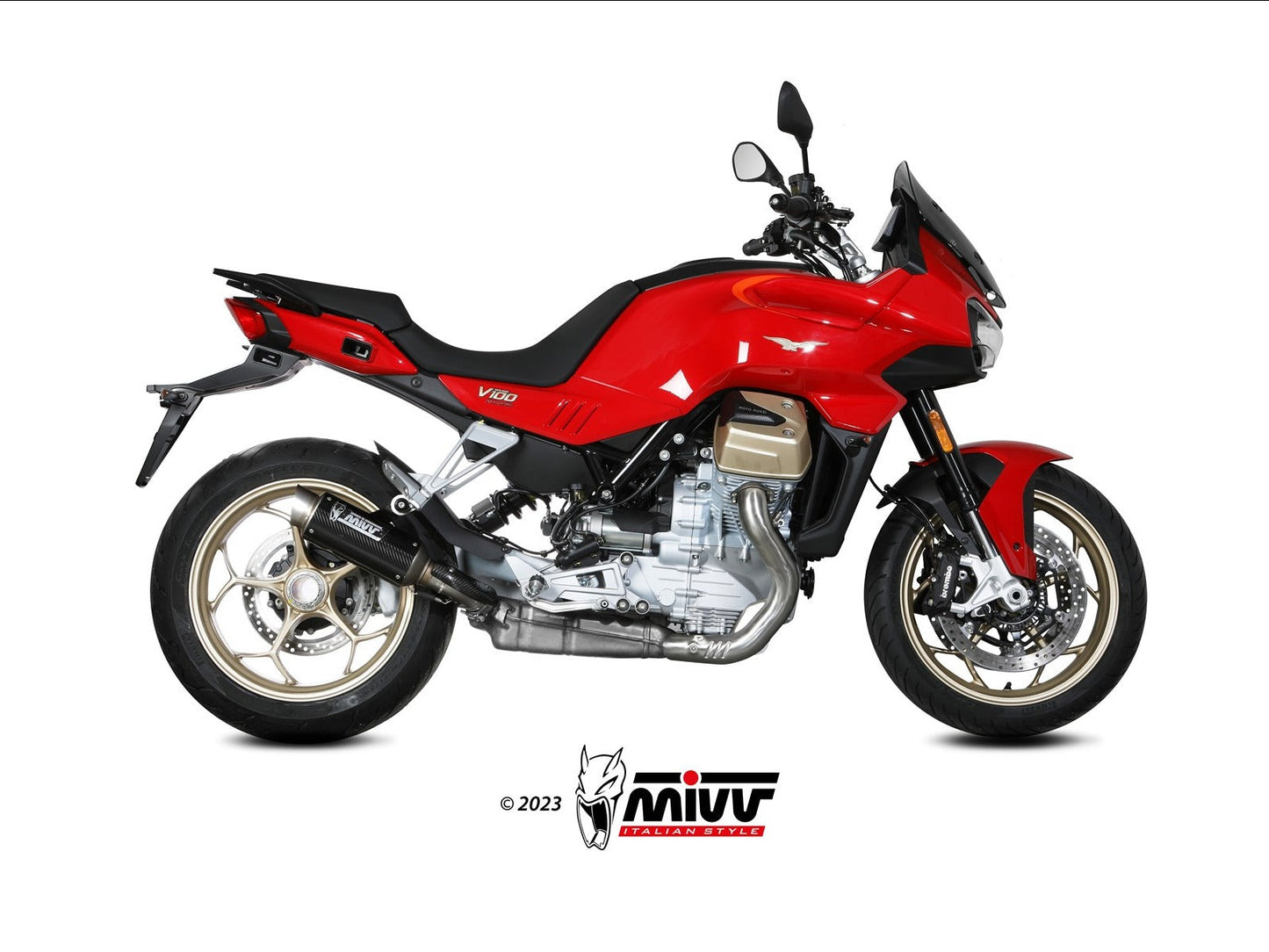MIVV M.015 MOTO GUZZI V100 MANDELLO ( 2022+ ) Slip-on Exhaust "GP Pro" (carbon; approved) – Accessories in the 2WheelsHero Motorcycle Aftermarket Accessories and Parts Online Shop
