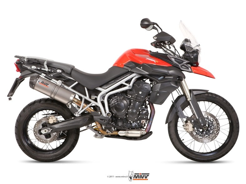 MIVV T.011 TRIUMPH TIGER 800 XC / XR / XRx / XCx / XRT / XCA ( 2011 / 16 ) Slip-on Exhaust "Oval" ( titanium + carbon cap; approved) – Accessories in the 2WheelsHero Motorcycle Aftermarket Accessories and Parts Online Shop