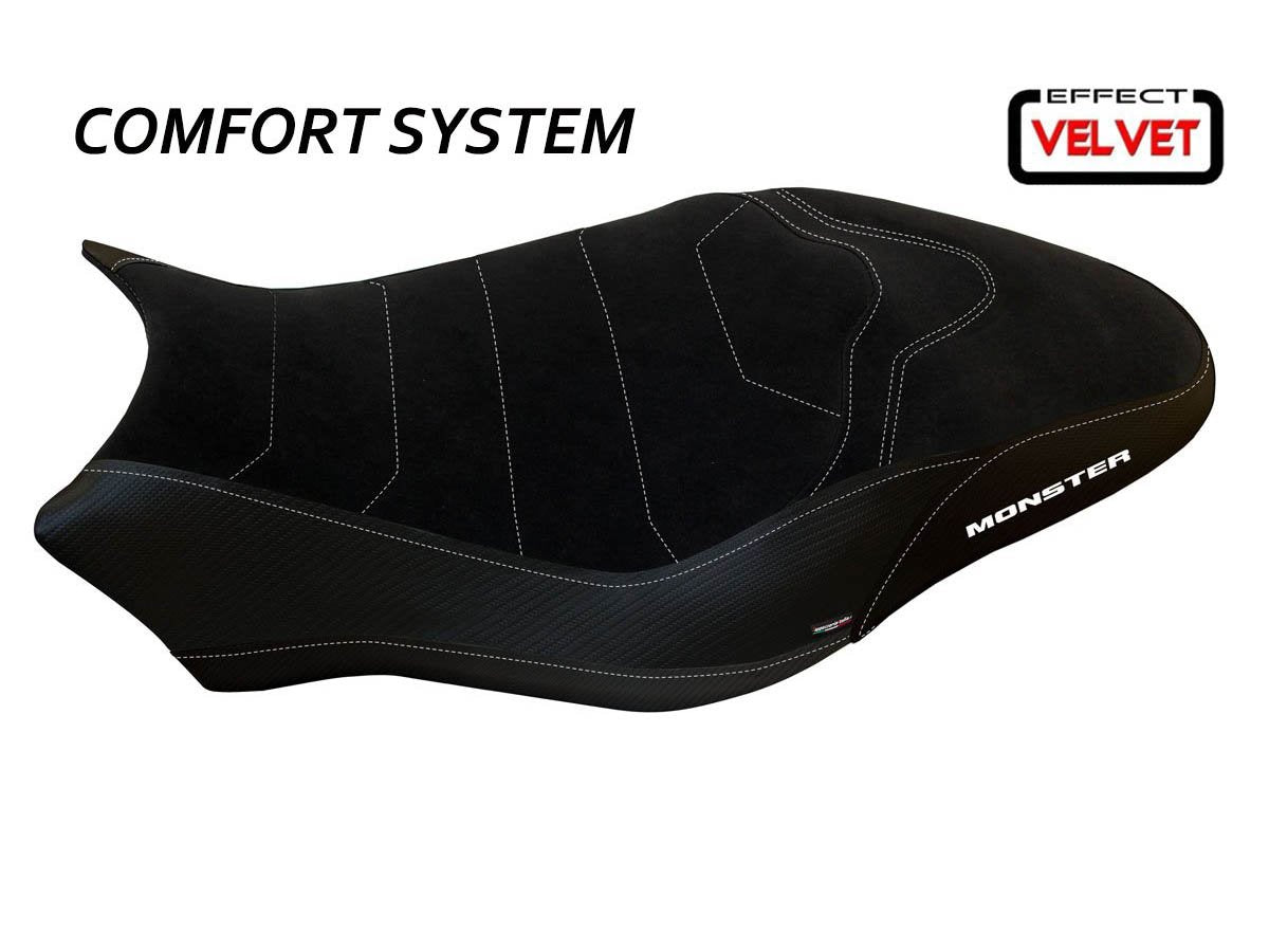 TAPPEZZERIA ITALIA Ducati Monster 821 (18/20) Comfort Seat Cover "Ovada Total Black Velvet"