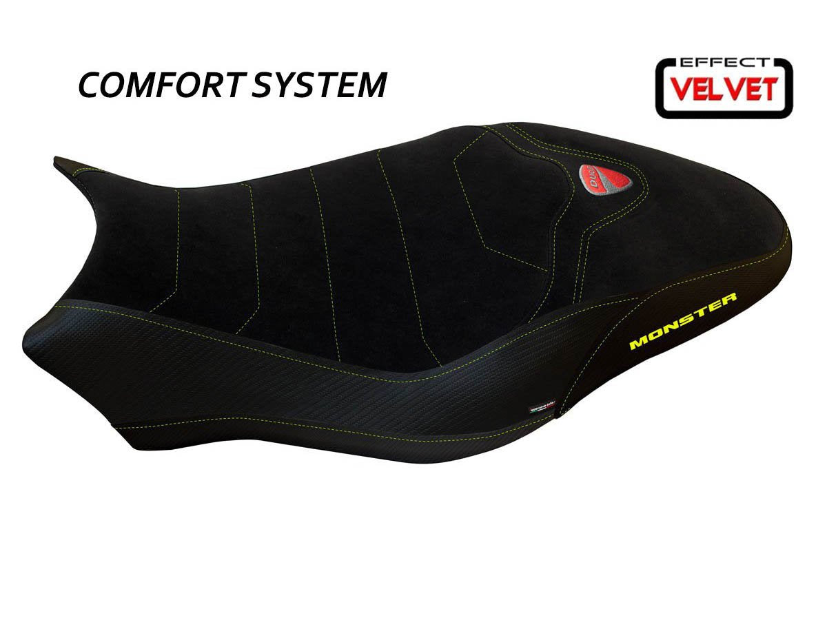 TAPPEZZERIA ITALIA Ducati Monster 821 (18/20) Comfort Seat Cover "Ovada Total Black Velvet"