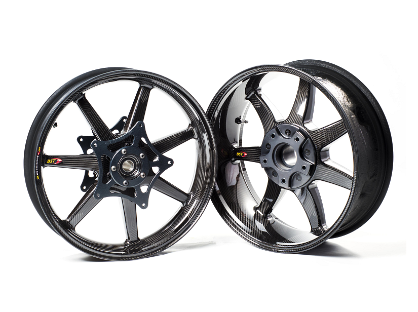 BST Honda VFR1200F Carbon Wheels Set "Panther TEK" (front & conventional rear, 7 straight spokes, black hubs)