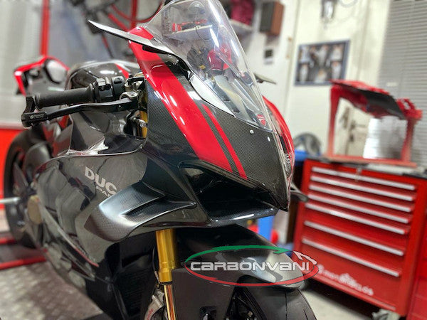 CARBONVANI Ducati Panigale V2 (2020+) Carbon Headlight Fairing (street version; black/red)
